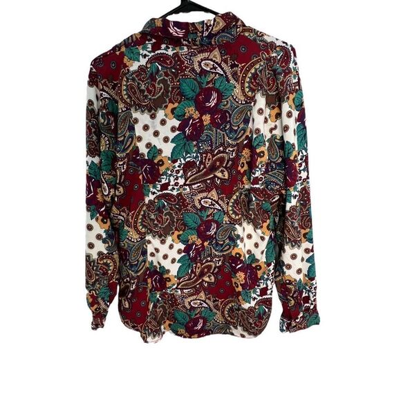 Vintage 4200 Paisley and Floral Patterned Long Sleeve Button Up Blouse - Picture 4 of 4